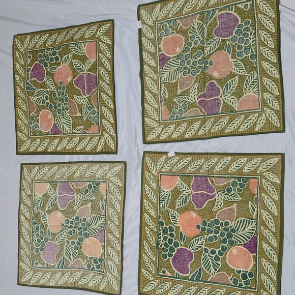Pottery Barn 100% Cotton Fruit Print Napkins Set Of 4 Orange, Pear, Grapes - Picture 4 of 6